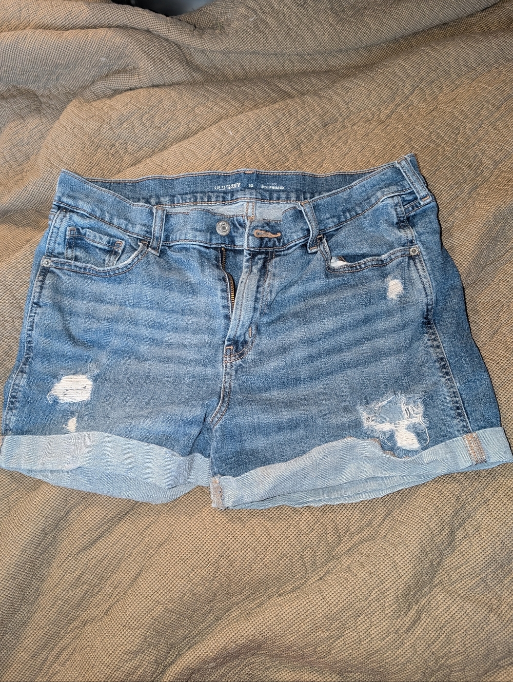 Old Navy Light Blue Distressed Rolled Hem Denim Shorts